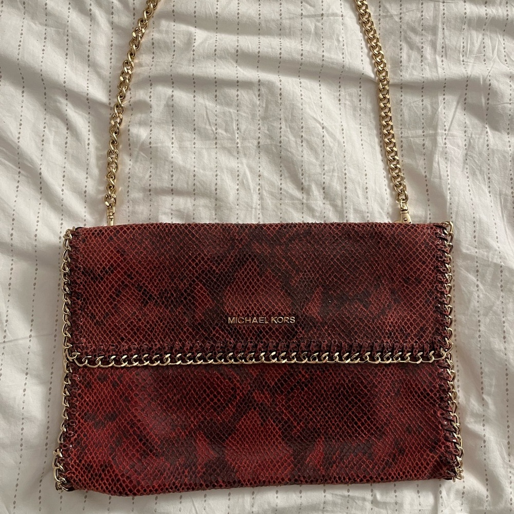 Michael Kors Red Python Clutch